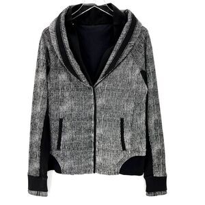 Lululemon To Class Jacket Size 12 Hidden Button Up Burlap Texture Black Dune